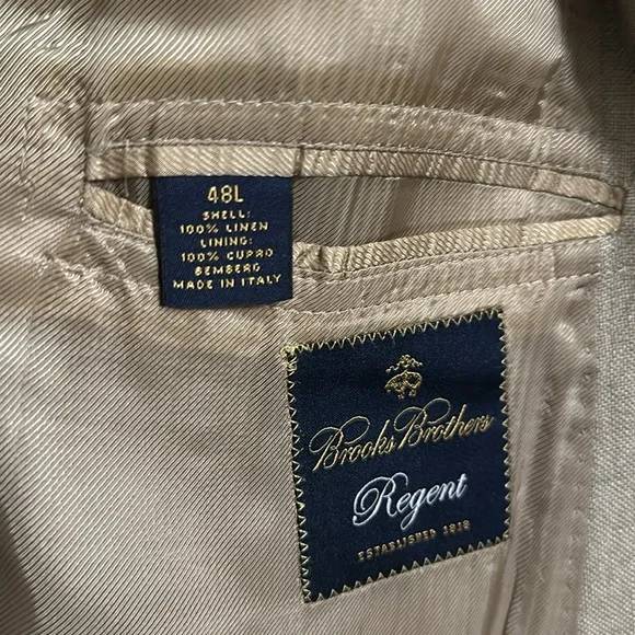 Brooks Brothers Tan Linen 48L (Long) Blazer Sportcoat - Picture 8 of 9